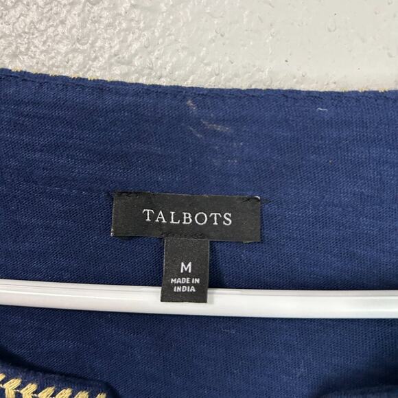 Talbots Shift Dress Medium Fruit Print Embroidered Cotton Knit Pullover - Picture 6 of 8